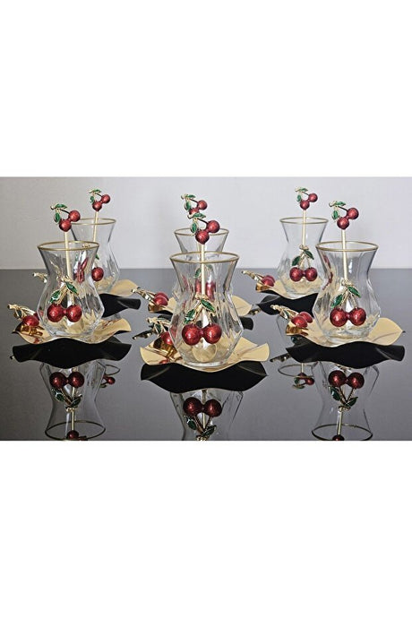 Premium Turkish Cast Iron Cherry Design Tea Set - 18 Piece Luxury Collection - TryAladdin