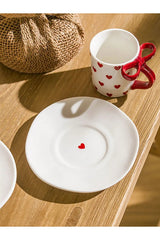 Premium Turkish Coffee Cup & Saucer Set - Heart Pattern Design - Set of 2 - TryAladdin