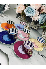Premium Turkish Coffee Cup Set - Colorful Polka Dot Design - 6 - Piece - TryAladdin