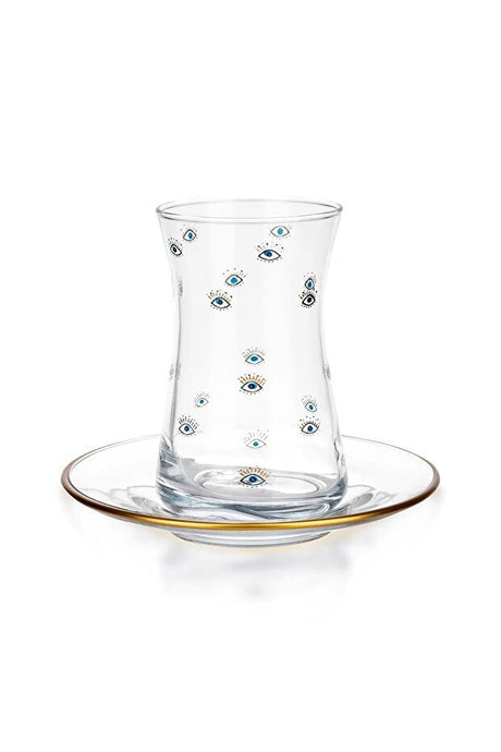 Premium Turkish Evil Eye Nazar Boncuk Tea Glass Set - Set of 6 - TryAladdin