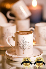 Premium Turkish Gold Gilded Porcelain Coffee Set - Tree of Life Design - 12 - Piece - TryAladdin