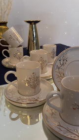 Premium Turkish Gold Gilded Porcelain Coffee Set - Tree of Life Design - 12 - Piece - TryAladdin