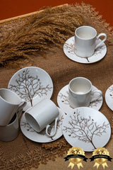 Premium Turkish Porcelain Coffee Cup Set - Tree of Life Design - 12 - Piece Set - TryAladdin