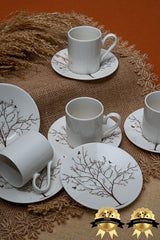 Premium Turkish Porcelain Coffee Cup Set - Tree of Life Design - 12 - Piece Set - TryAladdin
