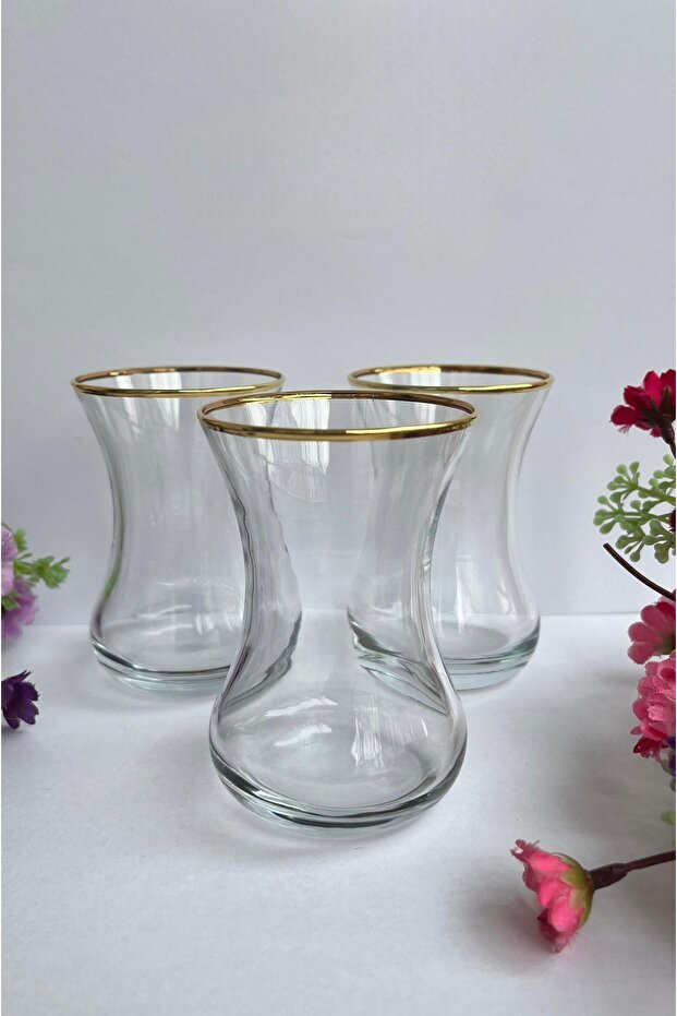 Premium Turkish Slim Waist Gilded Tea Glasses - 6 - Piece Set - TryAladdin