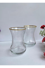 Premium Turkish Slim Waist Gilded Tea Glasses - 6 - Piece Set - TryAladdin