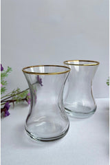 Premium Turkish Slim Waist Gilded Tea Glasses - 6 - Piece Set - TryAladdin