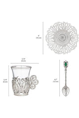 Premium Turkish Tea Glass Set with Ottoman Motif & Spoons - 6 Piece - TryAladdin