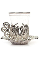 Premium Turkish Tea Glass Set with Ottoman Motif & Spoons - 6 Piece - TryAladdin