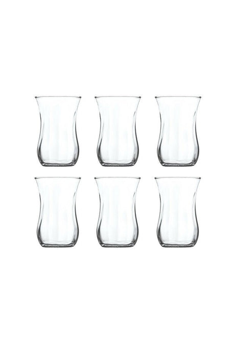 Premium Turkish Tea Glasses - Classic Optic Design - 6 - Piece Set - 115ml Each - TryAladdin