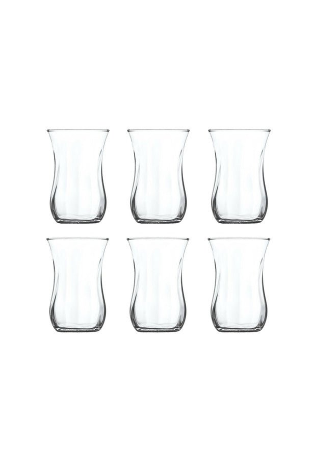 Premium Turkish Tea Glasses - Classic Optic Design - 6 - Piece Set - 115ml Each - TryAladdin