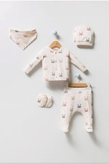Premium Unisex Natural Rabbit Newborn Layette Set - 5 Piece - TryAladdin