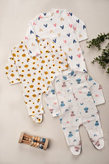 Premium Unisex Newborn Patterned Bodysuit Set - 3 - Piece (0 - 3 Months) - TryAladdin