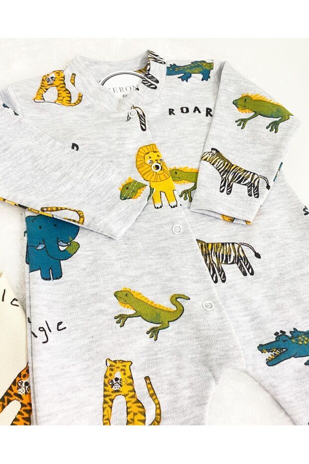Premium Verona Tarz Newborn Boys Bear Print 2 - Piece Romper Set - TryAladdin