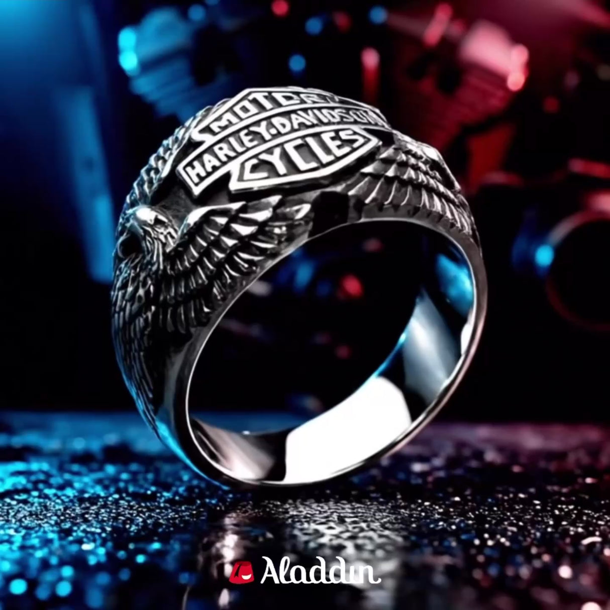 Harley Davidson Sterling Silver Biker Ring - Handcrafted Iconic Jewelry Gift