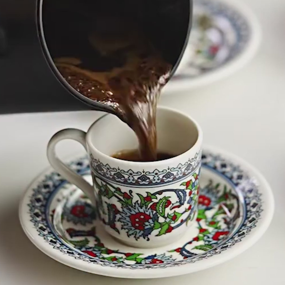 Acar | Tyrkisk Kaffesæt med Seks - Porcelæn - Topkapi - Hvid