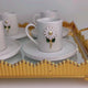 Ensemble de tasses à espresso en porcelaine Werony Professionnel Motif Marguerite Turque - 4 pièces, 100 ml