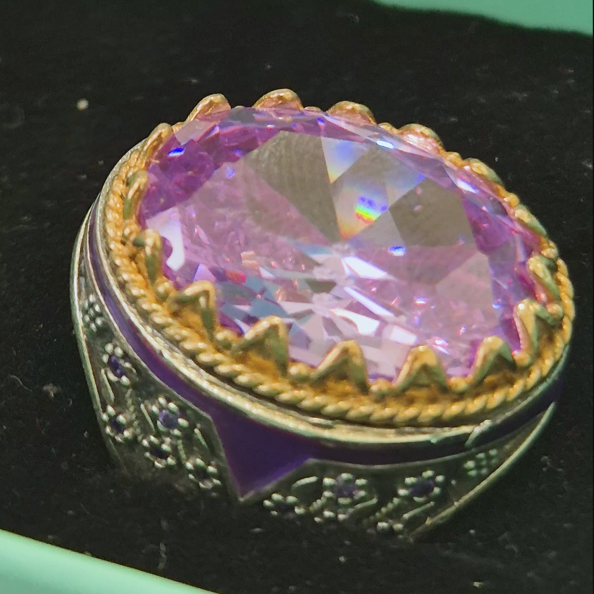 Herren handgefertigter osmanischer Sterlingsilber Amethyst Ring | Türkischer Kunsthandwerker ovaler lila Edelstein Schmuck