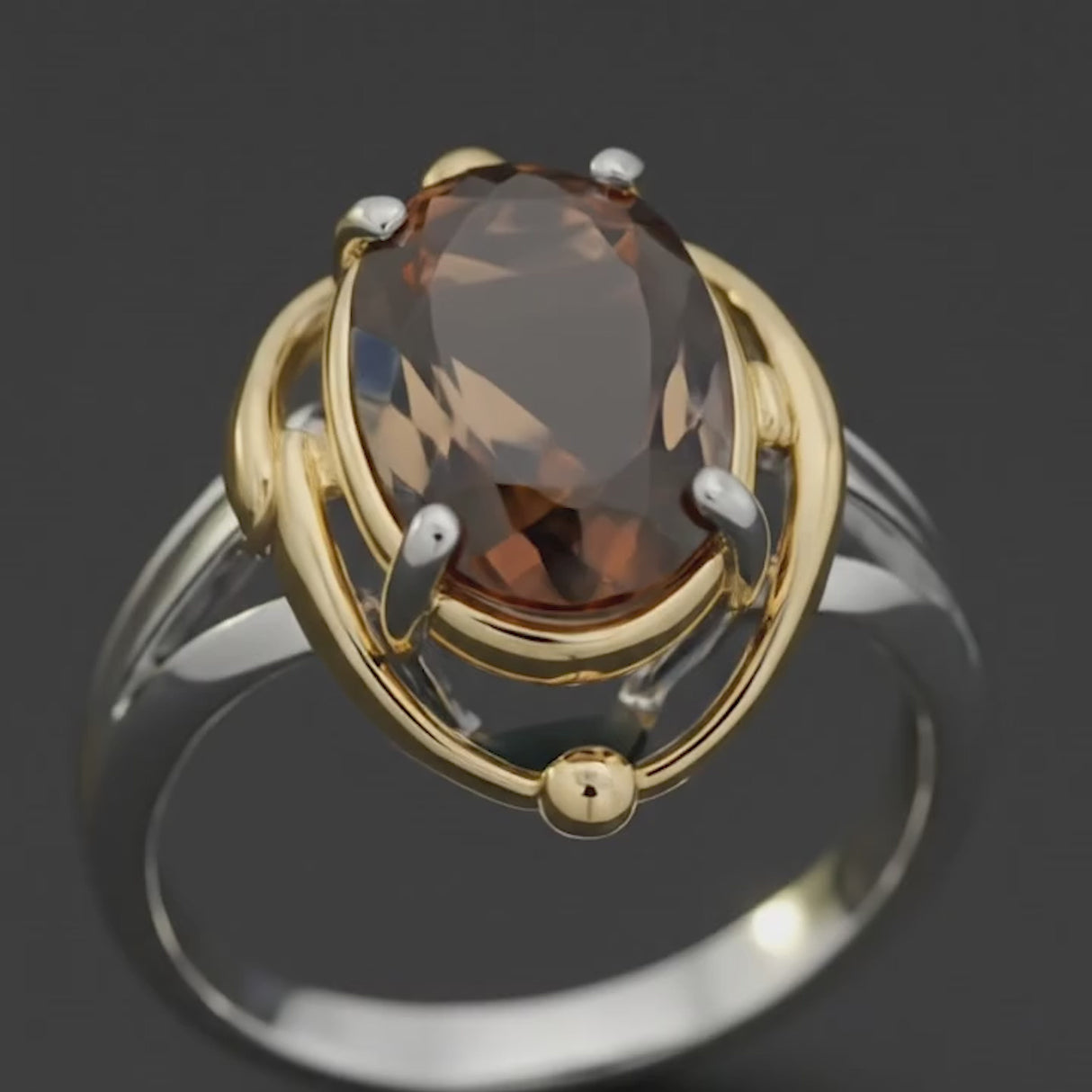 Bague en Citrine Champagne pour Femme Fait Main