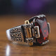 Anello rosso rubino da uomo fatto a mano in Turchia | Regalo con pietra preziosa in argento sterling 925 per lui