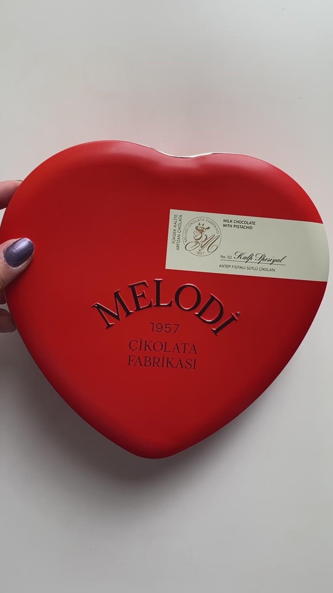 Melodi - Premium Milk Chocolate in a Heart-Shaped Red Metal Box - 400 Grams