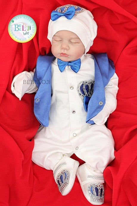 Prince Boy Newborn Hospital Outfit Set - 5 - Piece - TryAladdin