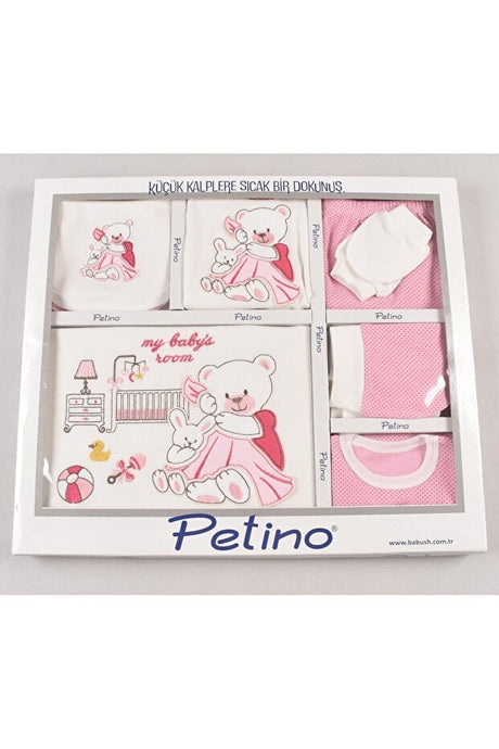 Professional 10 - Piece Newborn Baby Bear Embroidered Pink Outfit Set - 100% Premium Cotton - TryAladdin