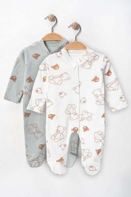 Professional 100% Cotton Footed Newborn Romper Set - Bear Pattern - 2 - Piece - 0 - 6 Months - TryAladdin