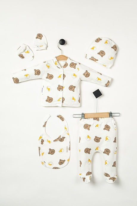 Professional 100% Cotton Newborn Baby Boy Bear Print Hospital Departure Set - TryAladdin