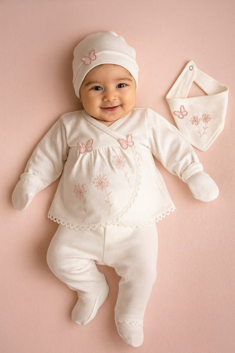Professional 100% Cotton Newborn Baby Girl 5 - Piece Hospital Outfit Set - 0 - 3 Months - TryAladdin