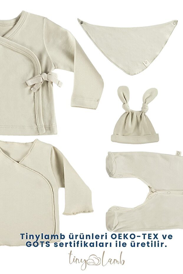 Professional 12 - Piece Organic Cotton Newborn Layette Set - Caramel - TryAladdin