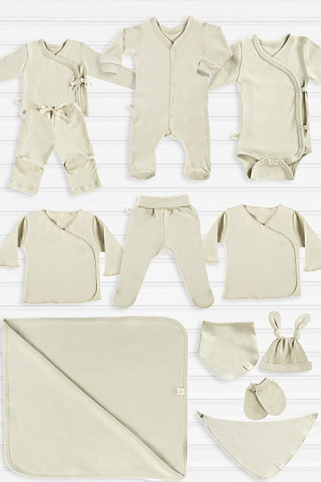 Professional 12 - Piece Organic Cotton Newborn Layette Set - Caramel - TryAladdin
