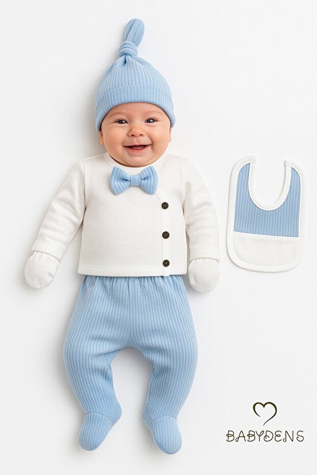 Professional Baby Boy 5 - Piece 100% Cotton Ribbed Hospital Exit Set - TryAladdin