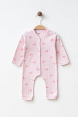 Professional Baby Pink Bow Cotton Romper - Newborn Hospital Outfit - 3 - 9 Months - TryAladdin