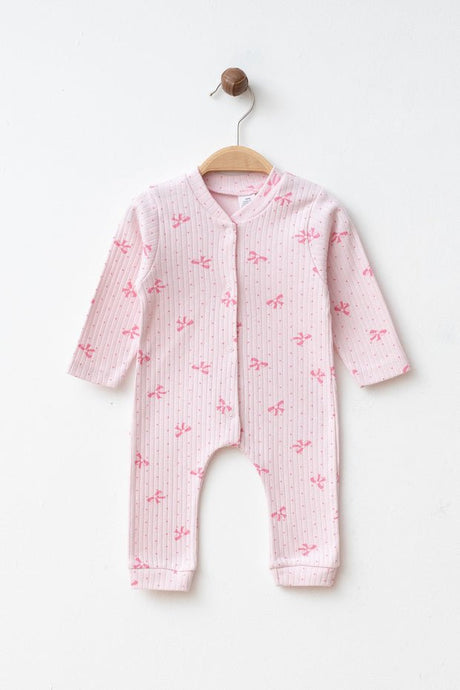 Professional Baby Pink Bow Cotton Romper - Newborn Hospital Outfit - 3 - 9 Months - TryAladdin
