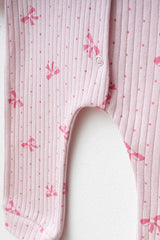 Professional Baby Pink Bow Cotton Romper - Newborn Hospital Outfit - 3 - 9 Months - TryAladdin