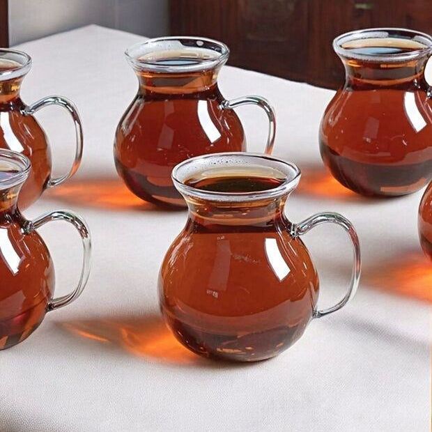 Professional Borosilicate Heat - Resistant Tea Glass Set with Handles - 6 Pack - TryAladdin