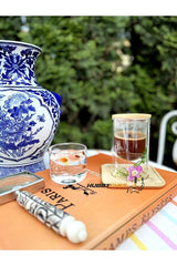 Professional Double Wall Glass Serving Cup & Candle Holder Set with Bamboo Plate and Lid - 2 Piece Set - TryAladdin