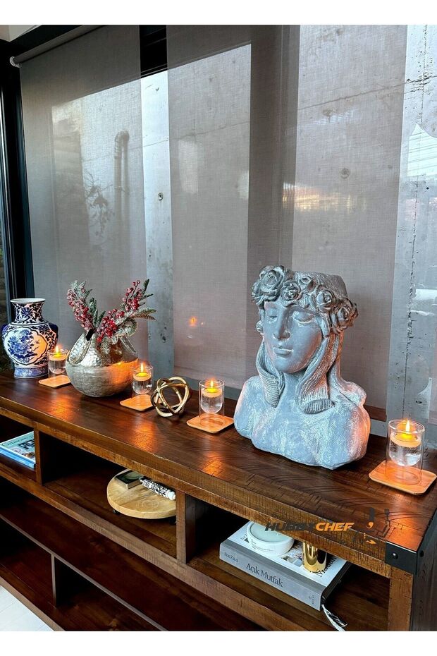 Professional Double Wall Glass Serving Cup & Candle Holder Set with Bamboo Plate and Lid - 2 Piece Set - TryAladdin