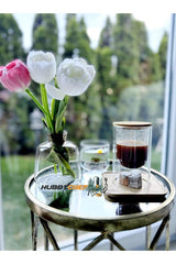 Professional Double Wall Glass Serving Cup & Candle Holder Set with Bamboo Plate and Lid - 2 Piece Set - TryAladdin