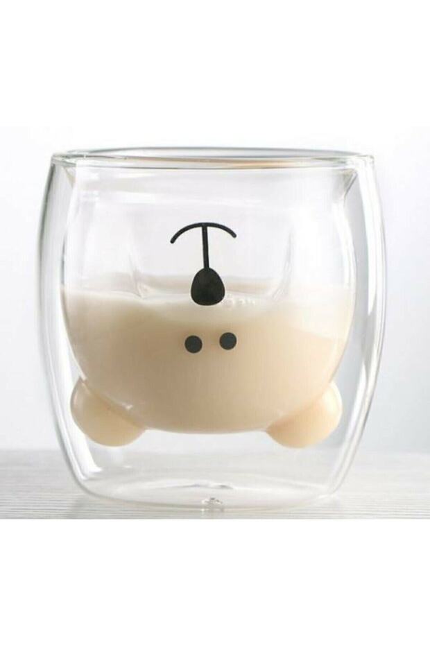 Professional Double Wall Insulated Bear Design Glass Coffee Mug - 250ml - TryAladdin