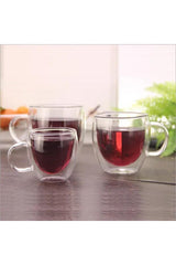 Professional Double Wall Insulated Glass Mugs with Handle - 3 - Pack x 250ml - TryAladdin