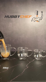 Professional Double Wall Insulated Glass Mugs with Handles - 2 x 250ml Set - TryAladdin