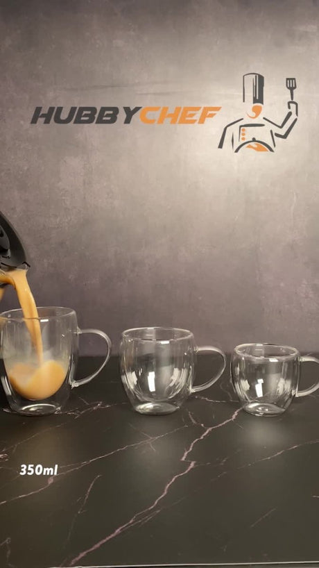 Professional Double Wall Insulated Glass Mugs with Handles - 2 x 250ml Set - TryAladdin