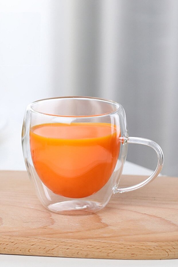 Professional Double Wall Insulated Glass Mugs with Handles - 2 x 250ml Set - TryAladdin