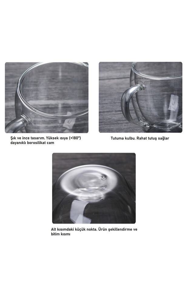 Professional Double Wall Insulated Glass Mugs with Handles - 2 x 250ml Set - TryAladdin