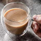 Professional Double Wall Insulated Glass Mugs with Handles - 2 x 250ml Set - TryAladdin