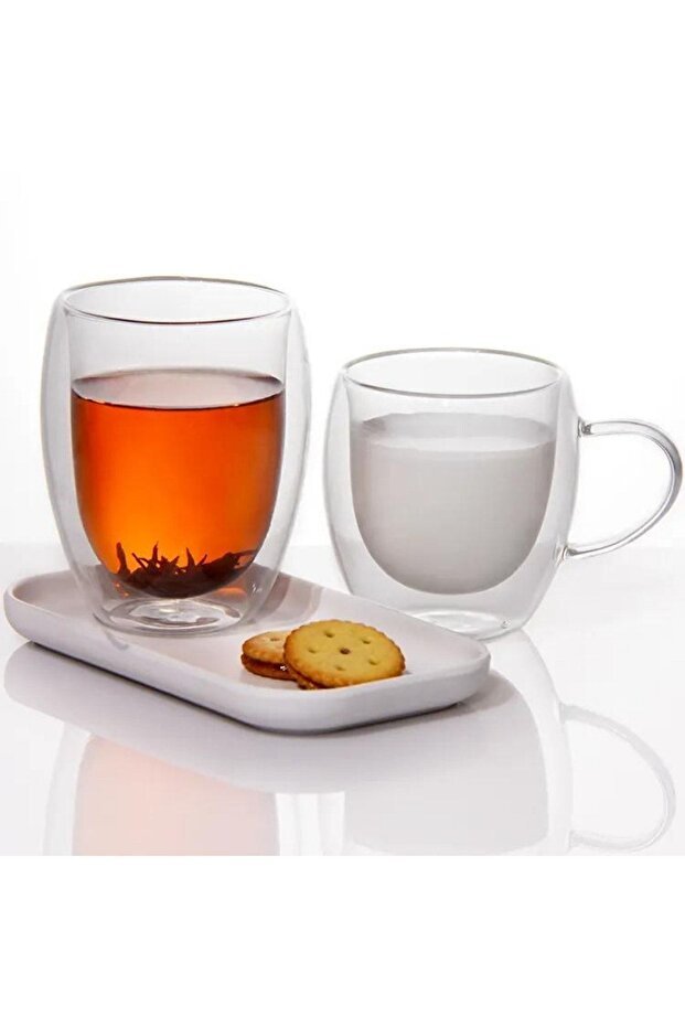 Professional Double - Walled Glass Mugs with Handles - 250ml - 6 - Pack - TryAladdin