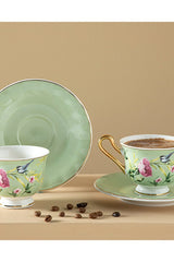 Professional English Home Light Green New Bone China Coffee Set - 2 x 90ml - TryAladdin