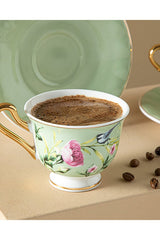 Professional English Home Light Green New Bone China Coffee Set - 2 x 90ml - TryAladdin